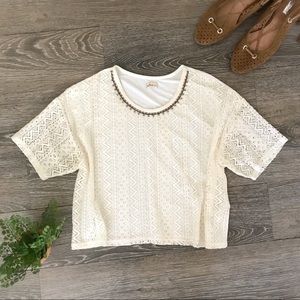 Hollister Beaded Lace Loose Crop Top